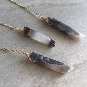 Estrella & Luna Jewelry - Botswana Agate Lariat Necklace Estrella & Luna Jewelry - Botswana Agate Lariat Necklace